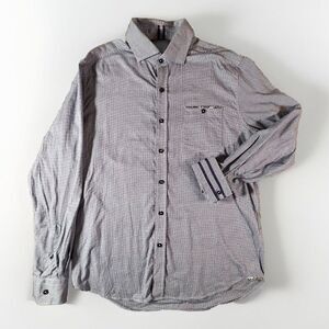 Robert Graham Modern Americana Blue Houndstooth Button Up Collared Shirt Size XL